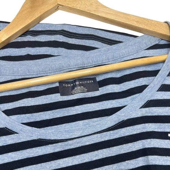 EUC TOMMY HILFIGER Striped Nautical Scoop Neck Long Sleeve Blue Women's Top XL - Picture 3 of 6